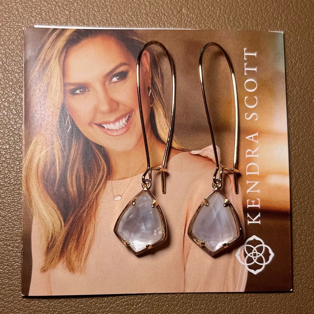 Kendra Scott Carrine Earrings in Rose Gold + Clear Quartz